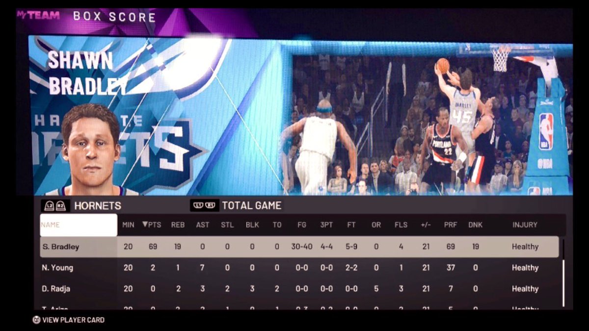 2kLarryBro's tweet photo. @NBA2K_MyTEAM Would love to get an upgraded Shawn Bradley for this performance! I got 69 points &amp; 19 boards in my  #SpotlightSim Historic Challenge submission. Please 2K! @NBA2K_MyTEAM @NBA2K @Ronnie2K https://t.co/V31gxLCUj1