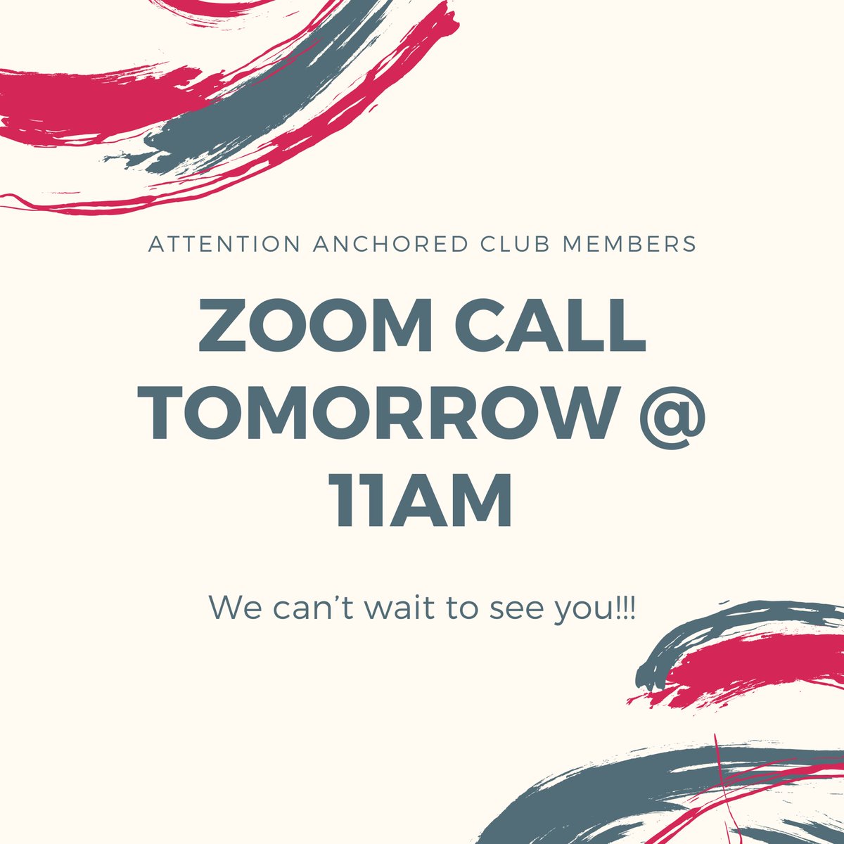 AnchoredWhs's tweet photo. 🚨 Attention wonderful Anchored club members 🚨 we are having a zoom call tomorrow (Wednesday, May 6th) at 11am! We are so excited to see your faces!!! Check your email for the link to join. See you then 🙂 https://t.co/4Fdc023osG