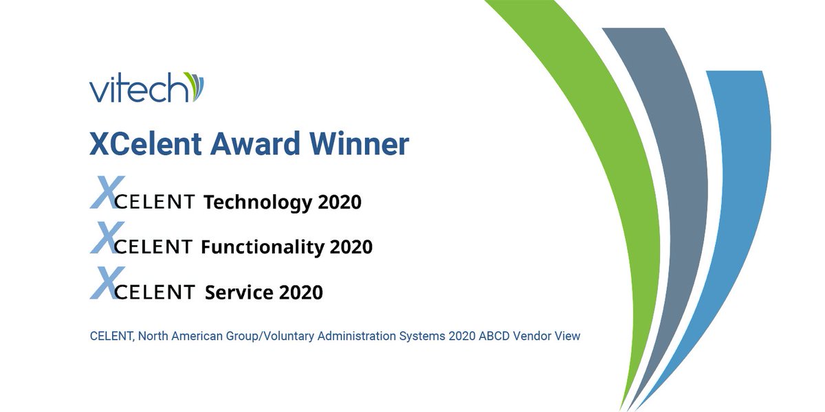 VitechSystems's tweet photo. We are honored to receive 3 #XCelent Awards for Advanced Technology, Breadth of Functionality, and Depth of Service in the @Celent_Research Group/Voluntary Admin Systems 2020 report. To read more, click here: https://t.co/n3sIPd7NyR
#VitechSystems #insurtech #insurancesoftware https://t.co/OqzOqPxiMY