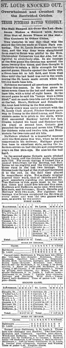TheBuccosFan's tweet photo. @OldTimeHardball @PGH_Sports_Date Actually Stennett tied the @MLB record of HOFer, Wilbert Robinson, who had 7 hits in a 9-inning game on June 10, 1892. Here is the newspaper account with boxscore. #UncleRobbie 7️⃣-7️⃣ https://t.co/LMonknFW9S