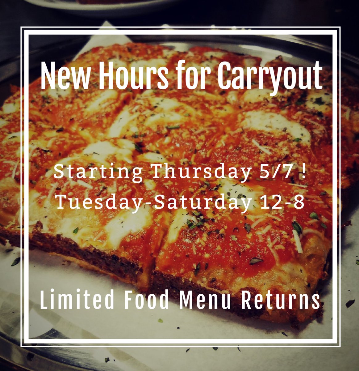 liquidartphilly's tweet photo. Updated hours start Thursday. We’re returning with food and starting with pizzas! Menus and specials will continue to develop, but we’re stoked to have our kitchen back! Check our website and online ordering for the latest availability.
#detroitstylepizza #phillybreweries https://t.co/RfbvwMv7Gb