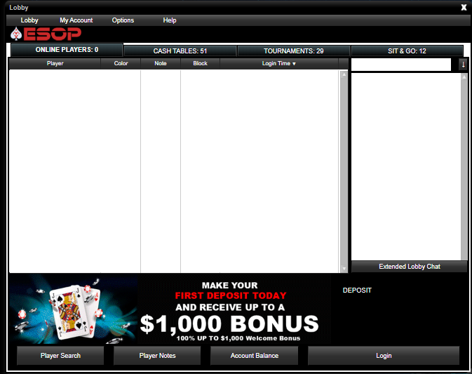 MarkAbrantes's tweet photo. Zero players on ESOP today. They scammed players and took all funds. Do not deposit or play there @OnTiltRadio https://t.co/rsNiFGt7L5