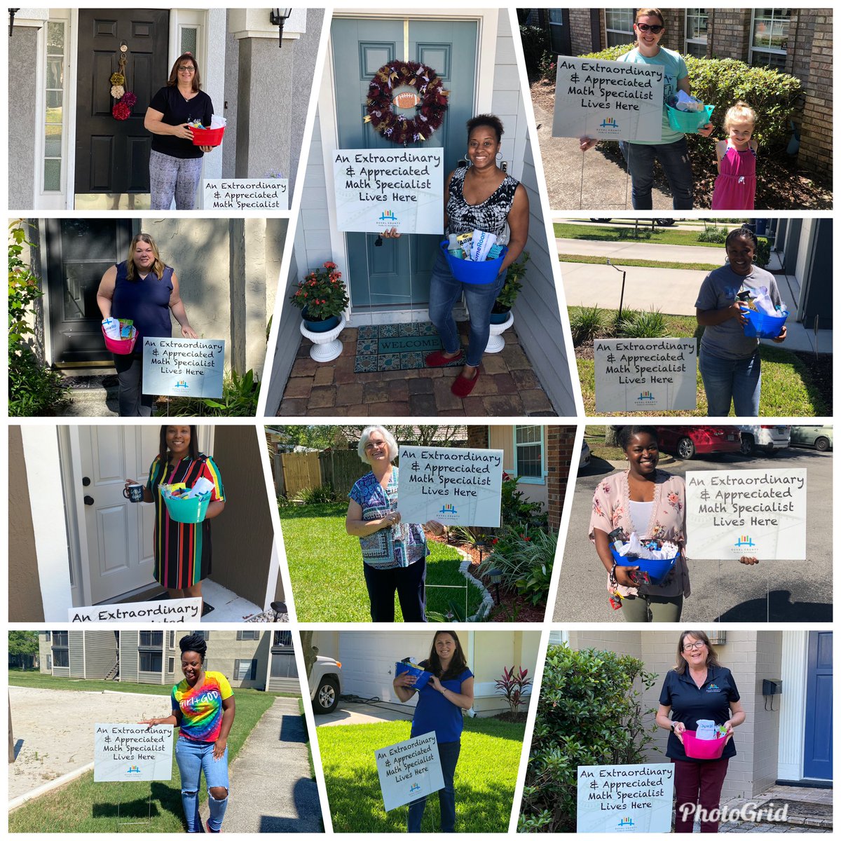 shawnwigg's tweet photo. Day 2 of #TeacherAppreciationWeek2020 is in the books! We drove to each @DuvalSchools #math specialist home in order to deliver a “Quarantine Survival Kit” and an appreciation yard sign. Care for people who care for others!! #duvalhomeroom #iteachmath @DcpsMath https://t.co/VUiQ8Yj5MV