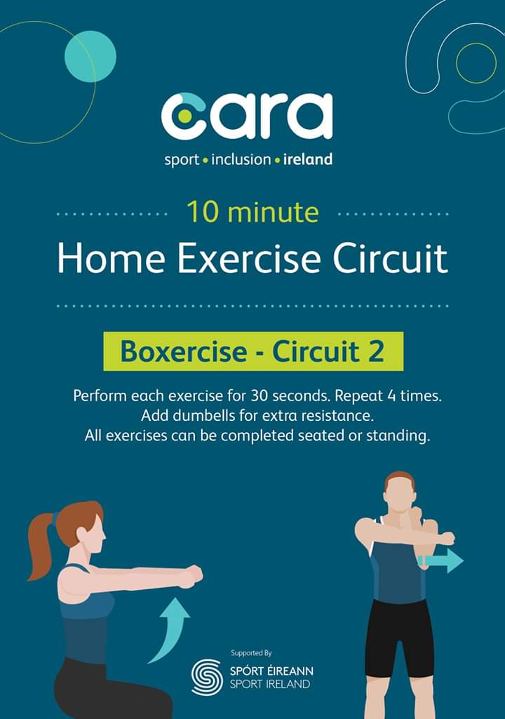 KildareSP's tweet photo. 🙌 Inclusive Exercises 🤩

@CaraCentre_ie  have developed more Boxercise moves to help us #BeActiveAtHome

All circuits are now available to download
👇
https://t.co/Uc77FxX8dj

#KildareSportsAbility | #LetsPlay 
@KildareCoCo | @LAsIreland | @KildareLeisure | @CountyKildareLP https://t.co/sBVaAfmLhC