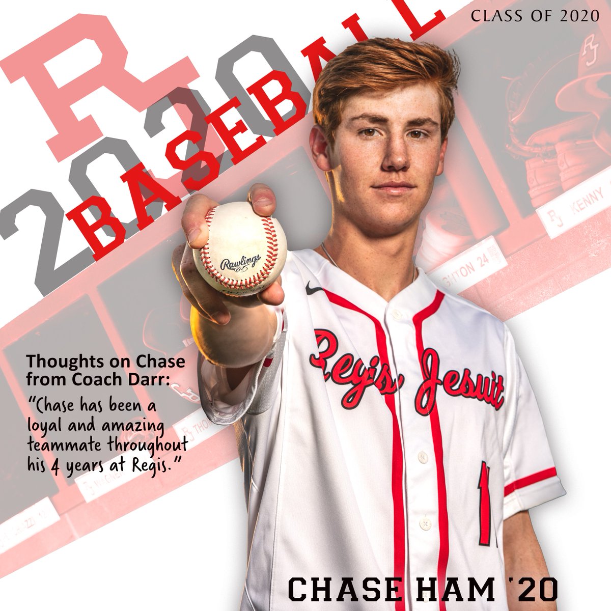 RegisJesuitHS's tweet photo. Let's #CelebrateRJ2020 with a few more of our @RJHSBaseball seniors: Chase Allen '20, Coulter Couillard-Rodak '20, Chase Ham '20 and Bryce Parsons '20. #weareproudofyou #RaidersTogether #GoRaiders https://t.co/o3RY8Xw0Xg
