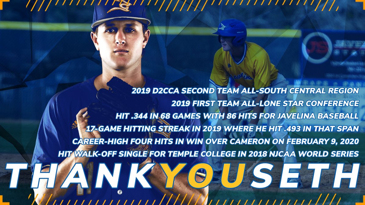 JavelinaSports's tweet photo. That ends day 27 of #SeniorMonth, we want to say #ThankYou to @SethSpinn for coming to the #Pack and for anchoring center field for @JavelinaBSB for the past two seasons!

#GoJavelinas https://t.co/UWAs62DWEq
