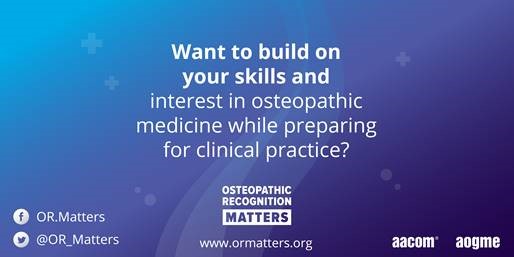 OR_Matters's tweet photo. Why does Osteopathic Recognition (OR) matter to new doctors after they graduate? Find out with #ORMatters, AACOM’s campaign to promote the benefits of #GME programs with OR: https://t.co/uUrjbaxmHd #AOGME  #ORMatters #osteopathicrecognition https://t.co/yXmpPvl3Ay