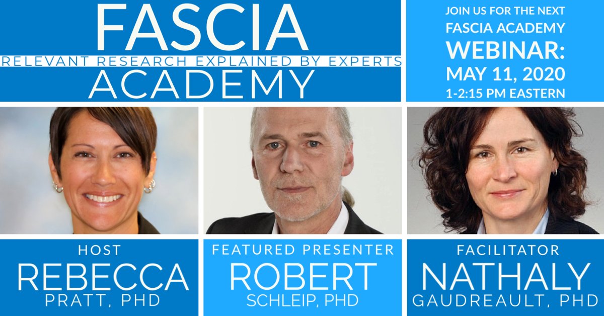 Next Fascia Academy Webinar - "Connective tissue in Sports Medicine" features Robert Schleip, PhD - Mon, May 11, 2020, 1:00-2:15pm Eastern time 
fasciaresearchsociety.org/webinar
#fasciaresearchsociety #fasciaacademy #fasciaresearch #fasciawebinars