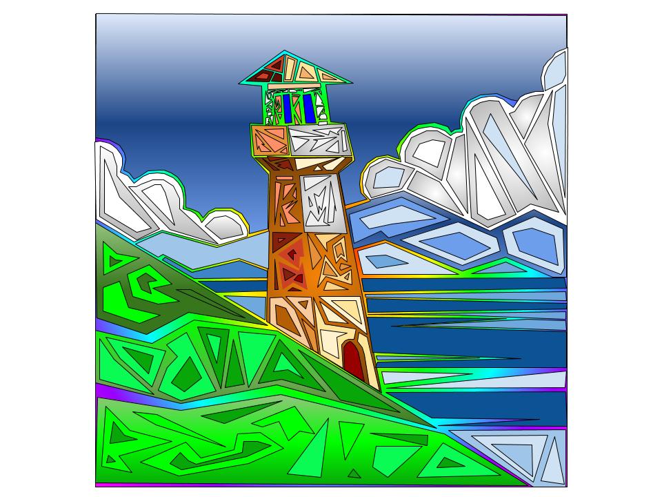 OHGSPrep's tweet photo. We've had some beautiful work done in CS this afternoon. Mosaic Lighthouses made using polyline tool, shapes, fill, outline &amp; backgrounds in #GoogleDrawings -it's amazing the impact the background choice makes. These were done by Sasha Y3, Faye Y4, Cameron Y5 &amp; Freya Y5. https://t.co/PpnZHYJY8z