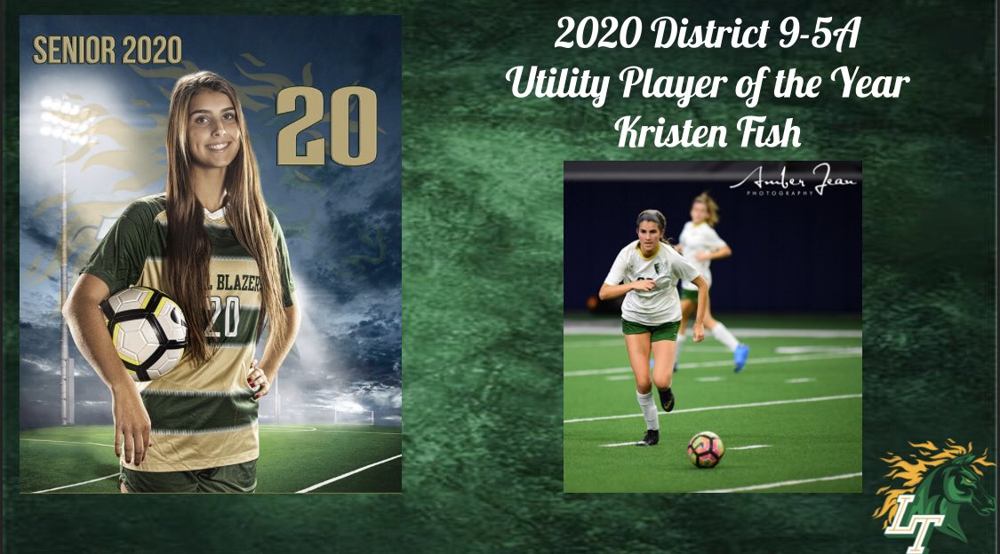 🏆💚💛She’s not just good. She’s great everywhere!! Congratulations to our 4 year Captain Kristen Fish for earning THE 2020 District 9-5A Utility Player of the YEAR!! 💛💚🏆 #teammate #grider #leader #2020vision <a href="/20kristenfish/">kristen fish</a> <a href="/LebanonTrailHS/">Lebanon Trail</a>