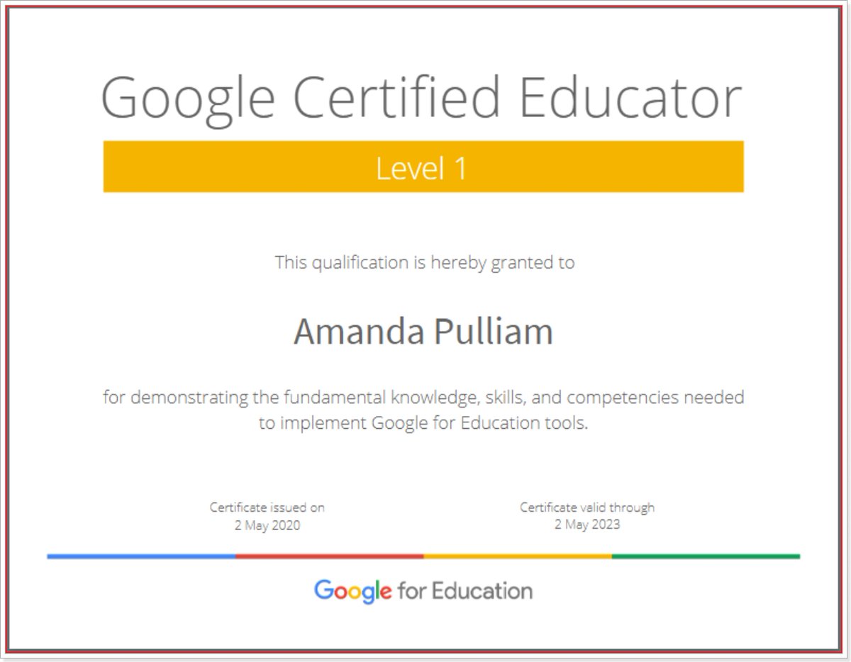 tech_edu's tweet photo. Way to go Ms. Pulliam! You are officially a Google Certified Educator! #GoogleCE Excellent work @AmandaPulliam7 !!! @GoogleForEdu @DurhamPublicSch #WeAreDPS #GoogleCE #edtech #GoogleforEducation @Crystal_LEADS #GreatThingsAreHappeningAtGithens https://t.co/GS7bTCvKmT
