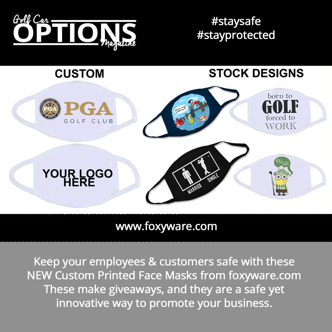 GolfCarOptions's tweet photo. Order your custom imprinted face masks from https://t.co/TmNSeDp8Pd today! Besides being safe, they are a great way to market you company. #golfcar #golfcart #golfcartlife #golfcartfun #besafecarting #wearamask #flattenthecurve https://t.co/qn7zMgzJpT