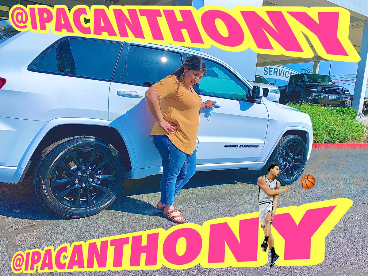 IPACANTHONY's tweet photo. Continuing my streak of selling a car on my birthday! 

Thank you Virginia for your business!! 

@brynforbes of the @spurs made a “small” appearance while posing with her fully loaded 2020 #Jeep #GrandCherokee! 😂😂 #SpursPhotoshop https://t.co/usye2RM2N5