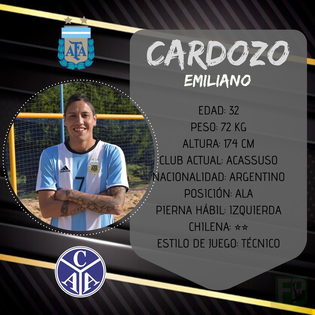 FutbolPlayaok's tweet photo. CARDOZO, EMILIANO
@emicardozo11
Jugador de @AcassusoOficial y de @afaseleccionado

#acassuso #ssuso #afa #futbolplayaok #beachsoccer #futebolpraia #worldwide #futbolplaya #selecciones #argentina https://t.co/XVvuXNCgfu