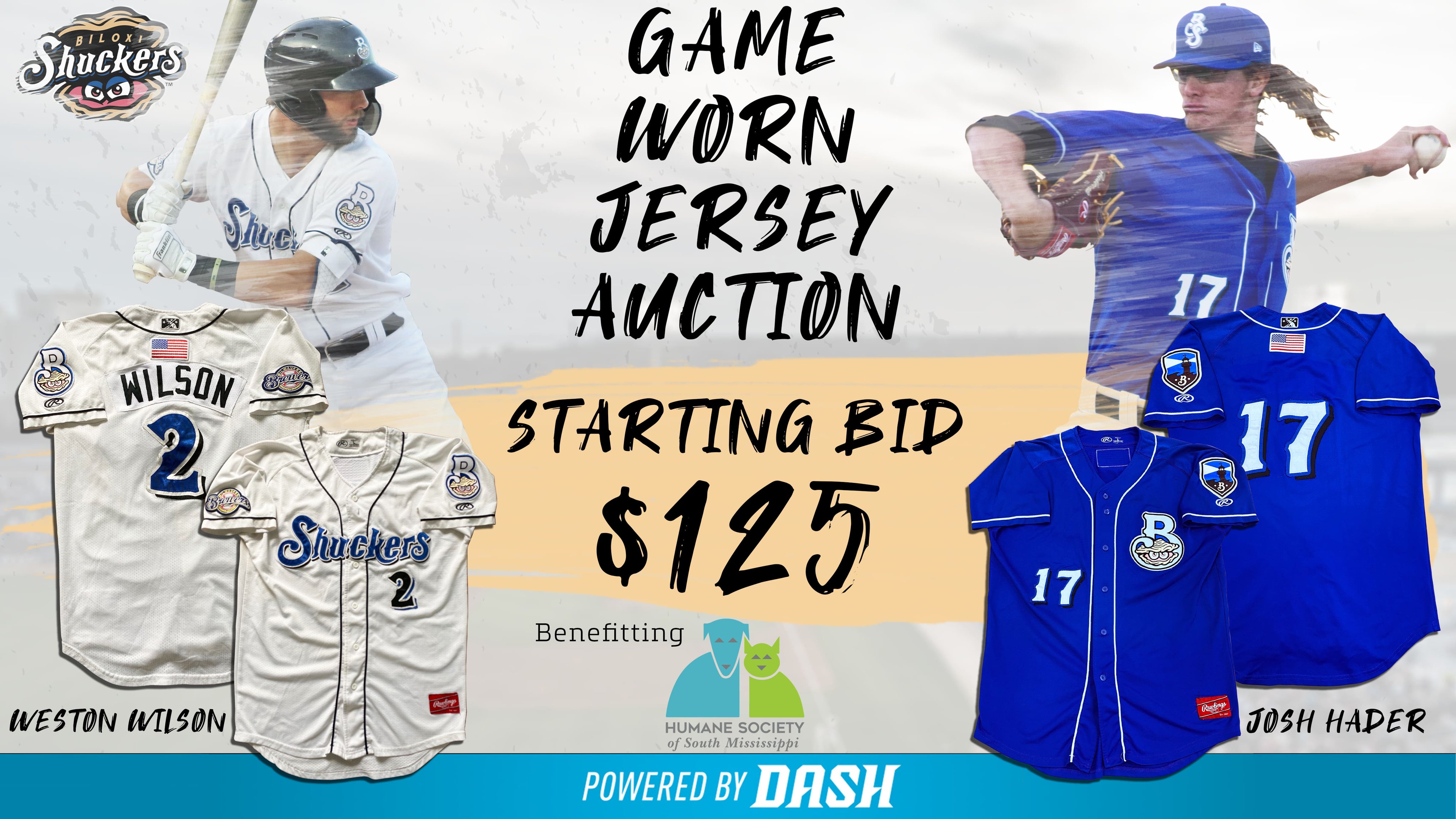 Biloxi Shuckers on X: Is your bid in yet for Josh Hader or  @Weston_Wilson8's game-worn jersey?! A portion of the proceeds will benefit  the Humane Society of South Mississippi! 📱:   #Biloxi #