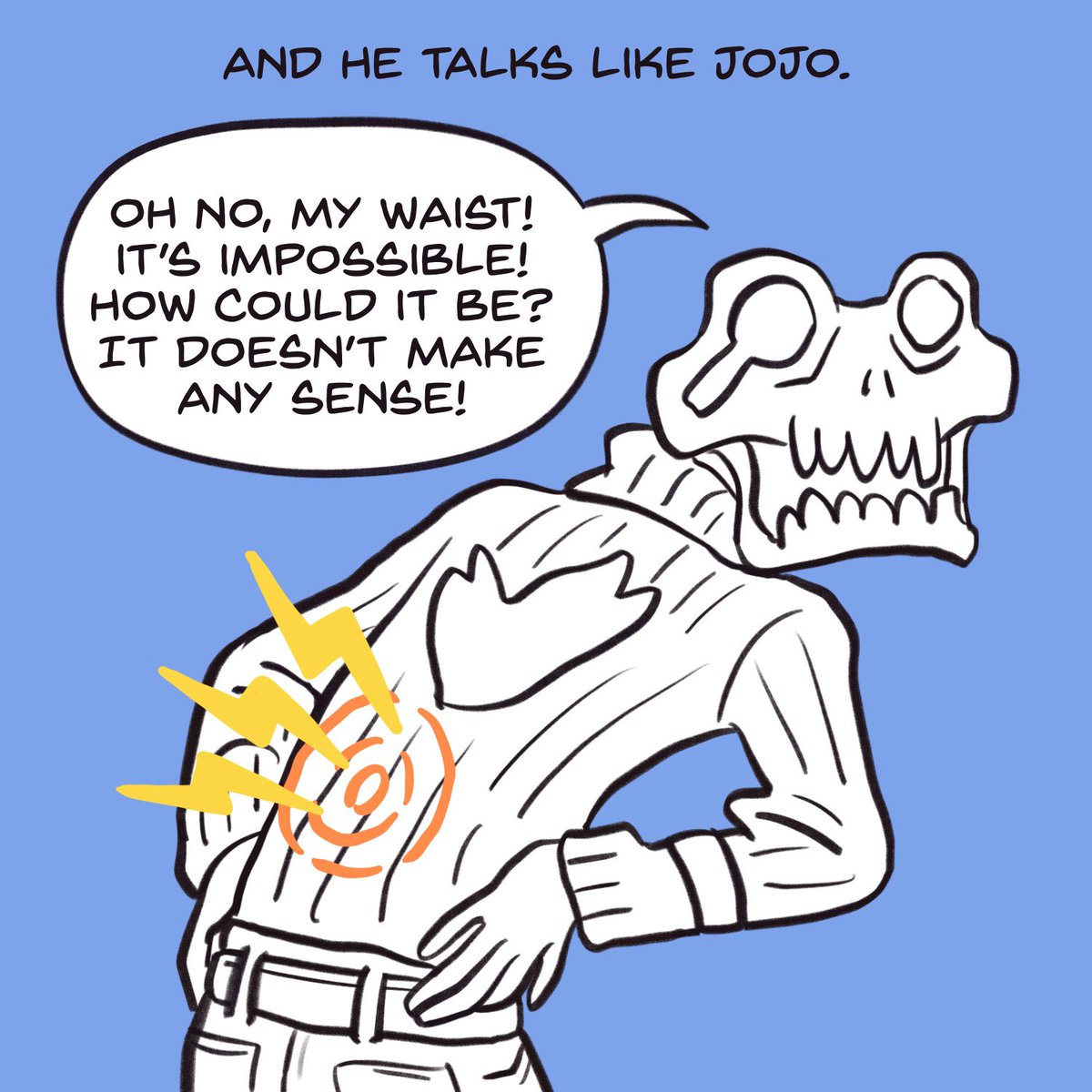 somehowart's tweet photo. Frogboy Comic 30 Day Challenge: 【Day 14】
Frogboy, a JOJO Fanboy 🐸
#frogboycomic #comic #comicstrip #30daychallenge #sketchaday #scadseqa #frogboy #30dayartchallenge #30dayartquarantine #ratkins #frogboy30day #jojo #jojosbizarreadventure #jojofanart #sequentialart #oc https://t.co/dFgnz66tNB