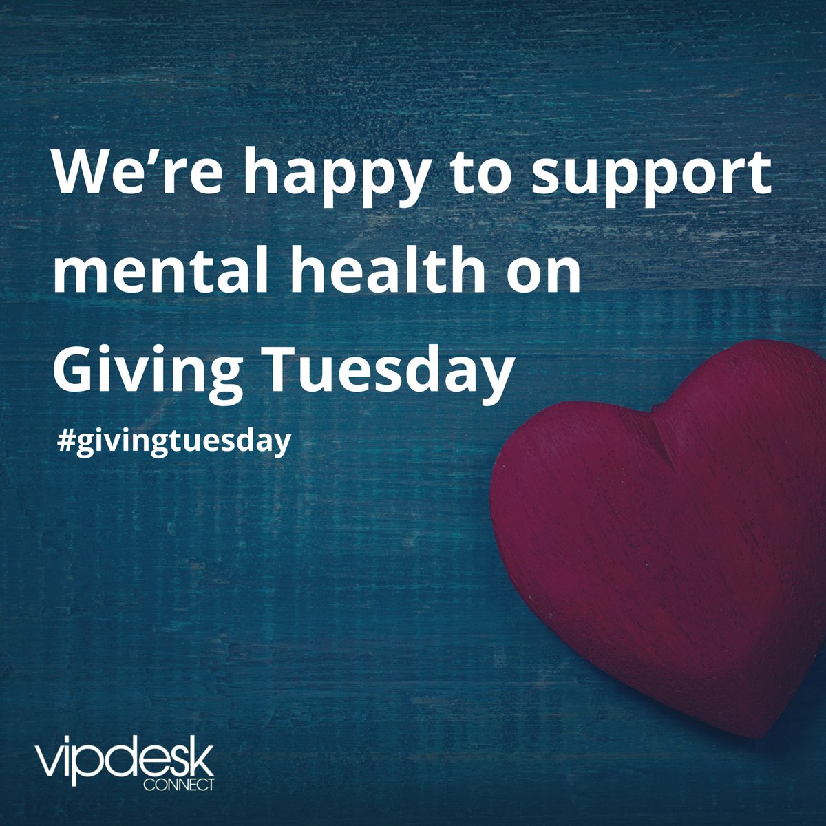 VIPdeskConnect's tweet photo. We are happy to support mental wellness and health. On this #givingtuesday we are contributing to suicide prevention and awareness. Mental health is an extremely important topic especially during times of uncertainty and unease. #allinthistogether #giving #mentalhealth https://t.co/31KNG9mL5A