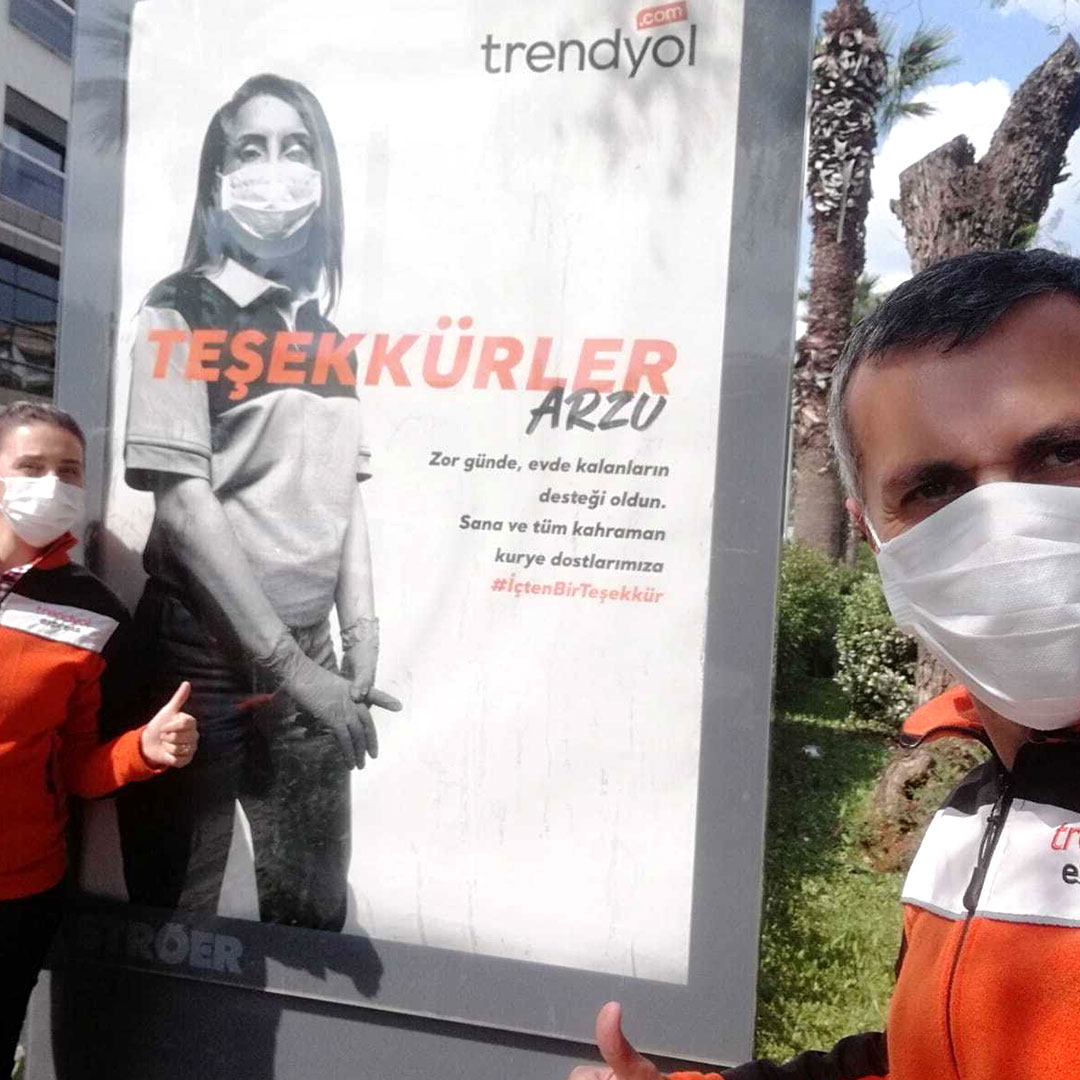 HavasIST's tweet photo. Kahraman kuryelere #İçtenBirTeşekkür ediyoruz. Trendyol için hazırladığımız yeni kampanyamız yayında. https://t.co/XMrLFTVV78
