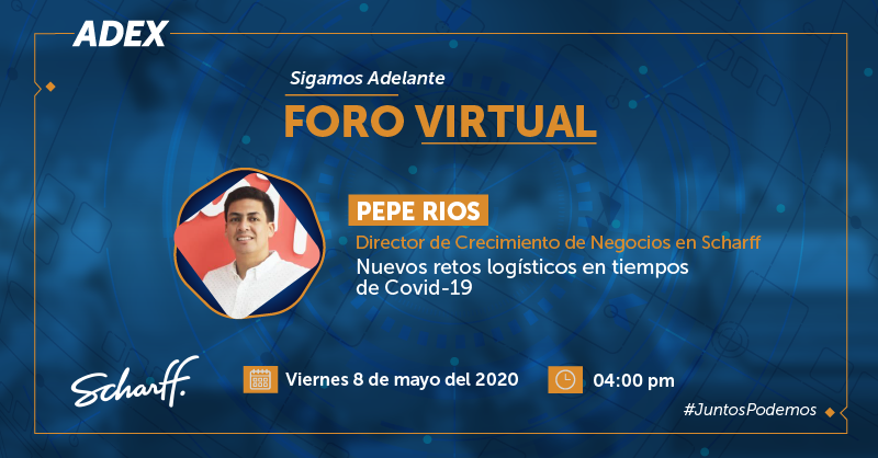 ADEX_PERU's tweet photo. #PerúNoSeDetiene 🇵🇪 No e pierdas nuestro foro virtual "Nuevos retos logísticos en tiempos del Covid-19" gracias a ADEX y #Scharff. Podrás acceder gratuitamente previa inscripción: https://t.co/umjIgP1mOv. #YoMeQuedoEnCasa https://t.co/Xse2y5VdSw