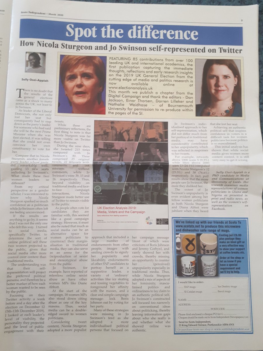 #research #impact beyond the #academy. Just got a copy of the Scots Independent newspaper which republished my #electionanalysis piece for #GE2019  @CPMR_BU
