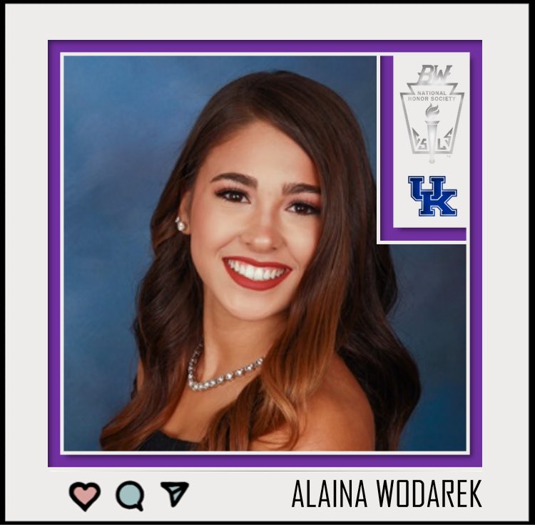 🎓🎓NHS SENIOR SPOTLIGHT🎓🎓

👤Alaina Wodarek (<a href="/AlainaWodarek/">Alaina Wodarek</a>)
🏛<a href="/UniversityofKY/">University of Kentucky</a>
📓Biology