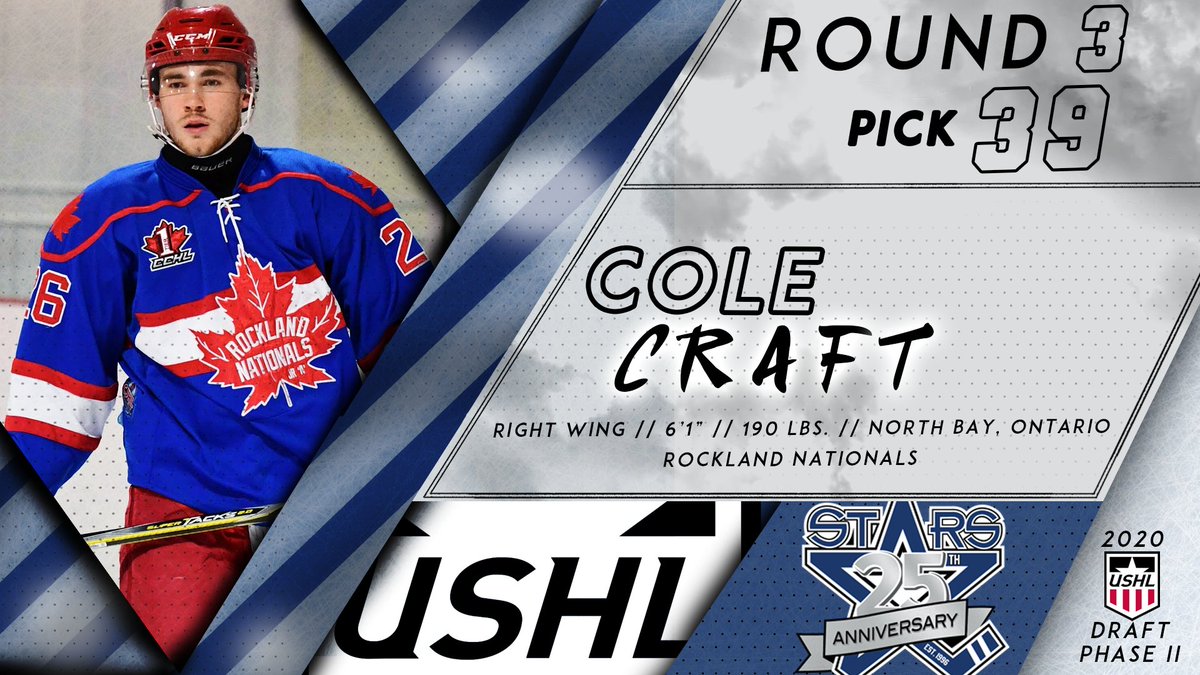LincolnStars's tweet photo. With the 39th overall pick in the 2020 @USHL Phase II Draft, we have selected forward Cole Craft! #AllAboard🚂 https://t.co/H1VZmagHjb