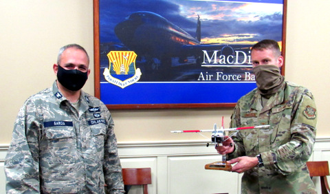 flwg_cc's tweet image. Earlier today, while observing COVID19 precautions, I had the honor of presenting Col. Stephen Snelson, commander of the 6th AMW at MacDill AFB, with a token of appreciation for his support of Florida Wing and Civil Air Patrol during his tour at MacDill from June 2018 to May 2020