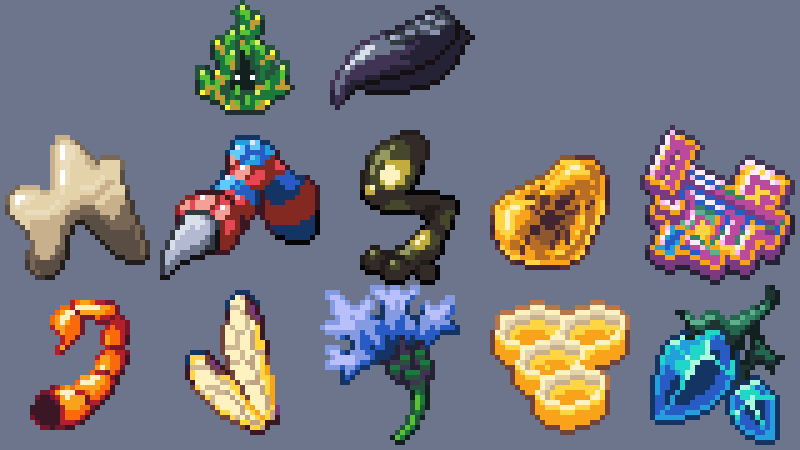 miles_a_art's tweet photo. I made TWELVE items today for my #pixelart #indiegame. I'm really proud of how much I got done on stream today as well as the quality of each sprite. https://t.co/eIX9rWU1Cm