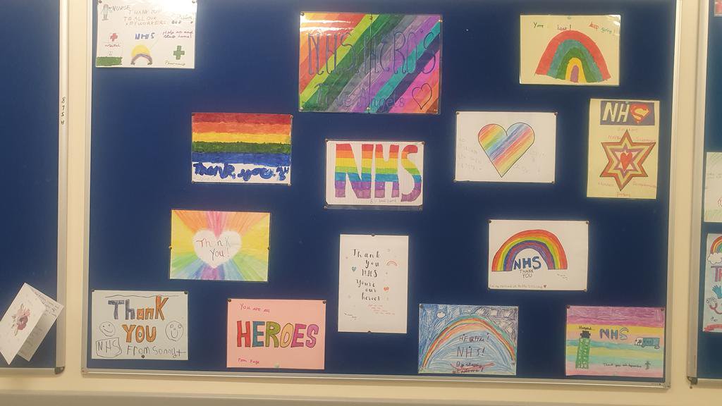 #WHHNHS #nhsheros #C21 thanks to the children in Highwoods close for their lovely pictures to brighten our day +gerry for the flag