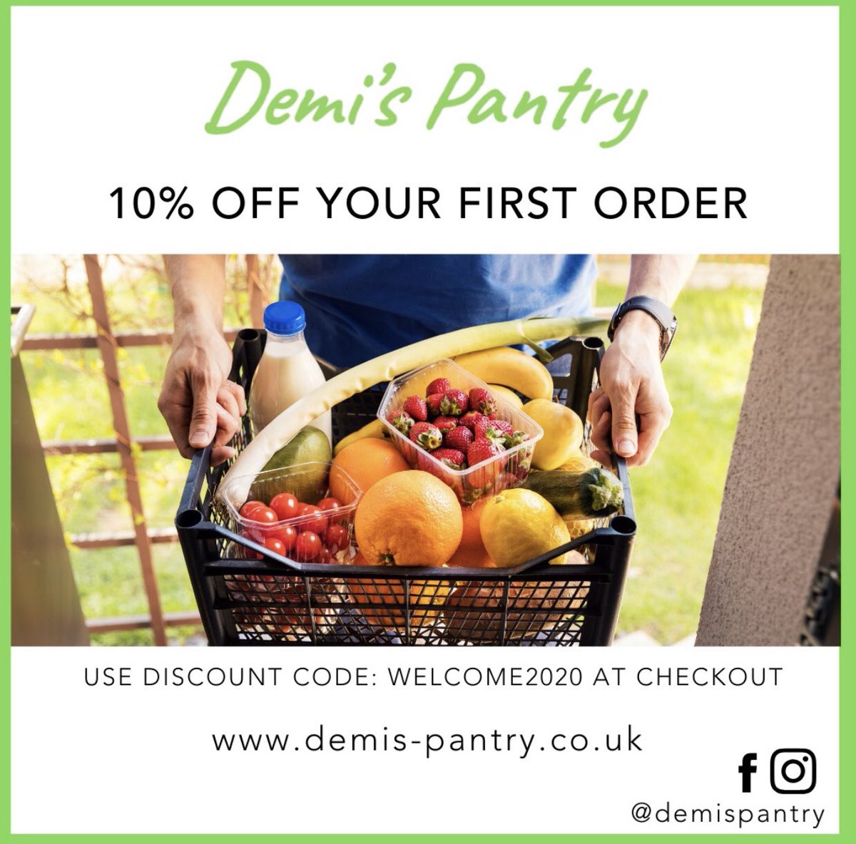 DemisPantry's tweet photo. @CV19Support 

Fresh groceries available with guaranteed next day delivery across London (check site for postcodes). We hope we can help those who are unable to get to the shops but struggling with home delivery slots. https://t.co/HzOLx9IAvR