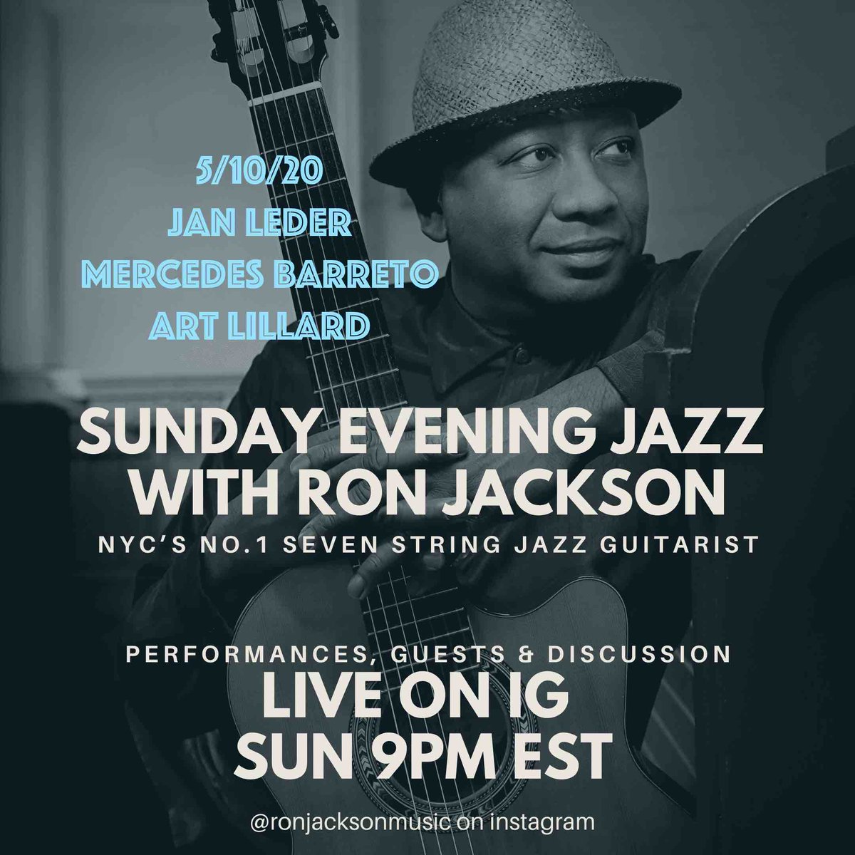 artlillard's tweet photo. Tune in Sunday night, May 10, at 9 pm to watch and listen to performances by guitarist @ronjacksonmusic and his guest, including me! https://t.co/VsAuRwyKnx