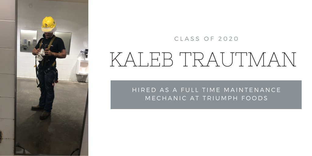 Congratulations to senior, Kaleb Trautman! Your technical and employability skills are going to take you far in your field. We look forward to seeing the awesome things you achieve as you enter the workforce. We are proud of you!