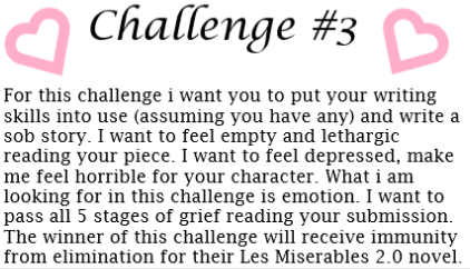 BiteMeHoney's tweet photo. I'm in the mood for a sob story....Good luck on Challenge #3! 
#DPCFWSA https://t.co/JRgYPSkZLa