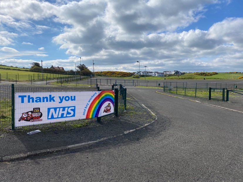 newsoncool's tweet image. Organisers of the North West 200 are using the tarmac of the track to thank NHS and key workers. The event was due to be held next week, but has been cancelled due to the coronavirus.