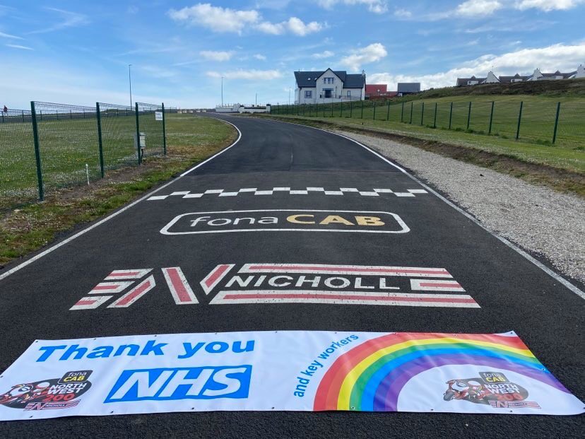 newsoncool's tweet image. Organisers of the North West 200 are using the tarmac of the track to thank NHS and key workers. The event was due to be held next week, but has been cancelled due to the coronavirus.
