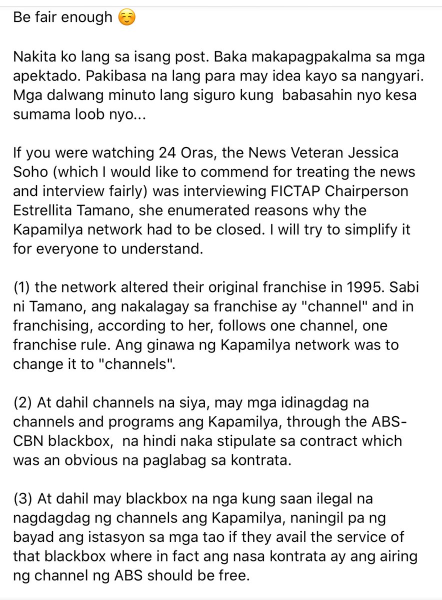 SamTapales17's tweet photo. Read read read people! 

#YesToABSCBNShutdown 
#YesToShutdownabscbn https://t.co/SCNFDoHGjz