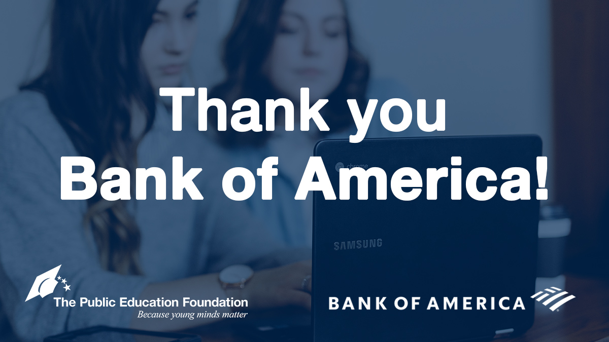ThePEFtoday's tweet photo. Working with the #DistanceLearningTaskForce we’re investing in closing the digital divide for every @ClarkCountySch student. Thanks to @BankofAmerica for a $100,000 grant to the #CCSDTechFund! Visit https://t.co/DuZukkJSqP for more info! #PullingTogetherMatters https://t.co/fEmVAuE9lO