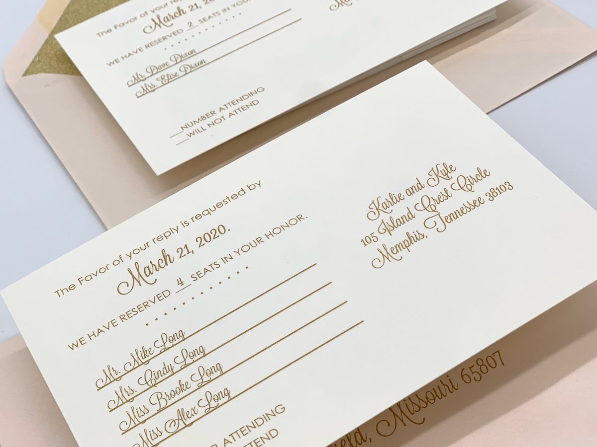 simplypersonal's tweet photo. We love helping our clients and wedding planners be organized. One way we do this is to pre-print ALL the guests invited in that household on the response cards. Showcased here is a postcard too for cost savings. :) https://t.co/82grP5qIpj