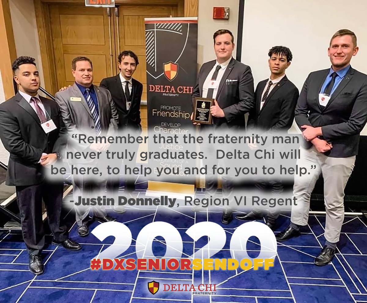 DeltaChiHQ's tweet photo. "I want to congratulate you on this great and monumental achievement in your life... Never forget, your brothers are always here."
- Justin Donnelly, Region VI Regent
#DXSeniorSendoff https://t.co/TbnlTSEQPs