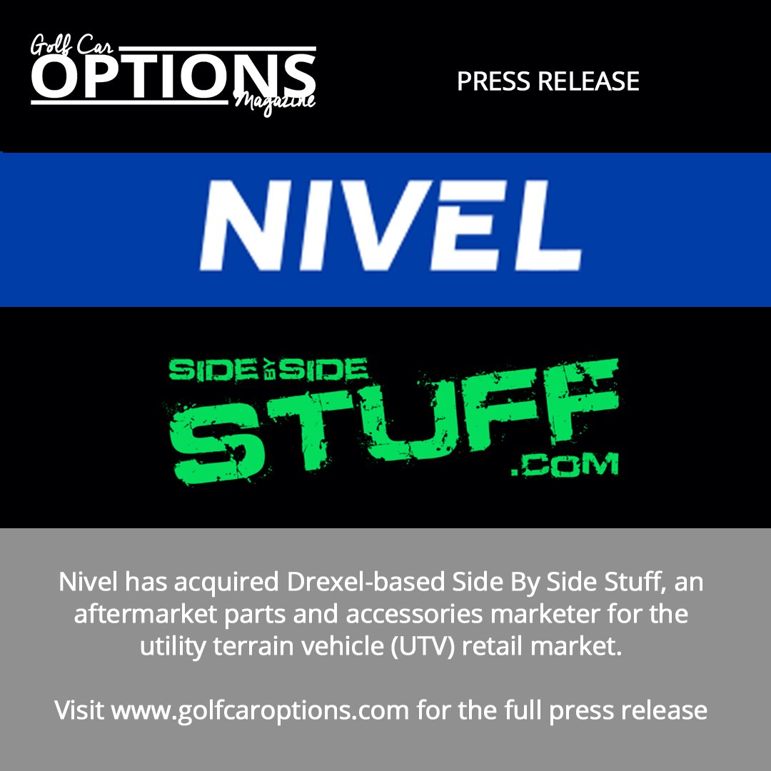 GolfCarOptions's tweet photo. Nivel acquires Side By Side Stuff. Read the complete press release at https://t.co/3ylzUSmMpU. #golfcar #golfcart #nivelparts #golfcartlife #golfcartfun #sidebysidestuff #officialnivelparts https://t.co/i979FHpzx5