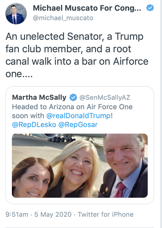 LOrion's tweet photo. @michael_muscato GOOD QUESTION: Where are their MASKS .. guess #TRUMP Forgot to order any for #AirForceOne or @SecretService either @maddow @CaptMarkKelly @SenatorSinema #SevenTribes @navajotimes @azcentral #Phoenix #Tucson @votevets @usairforce #DavisMonthanAFB @iava @MLB @SFGiants @Dbacks @espn https://t.co/b90zaz6vpi