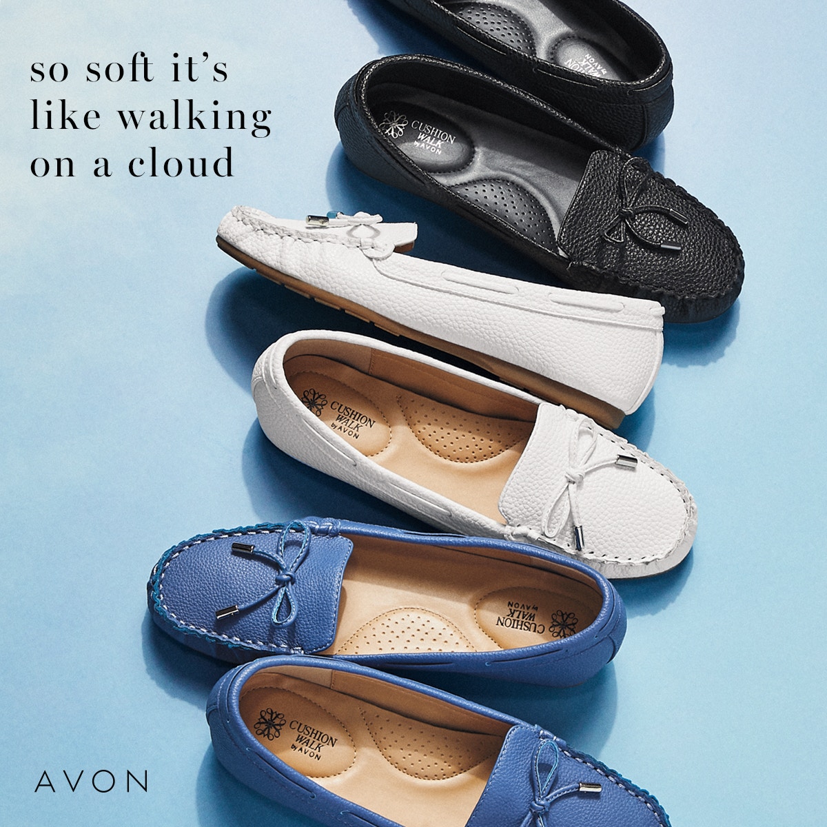 Walk on cloud nine with these adorable flats! They are fitted with Cushionwalk and are available in three different colors!

go.youravon.com/3kz6jg

#TuesdayShoesday