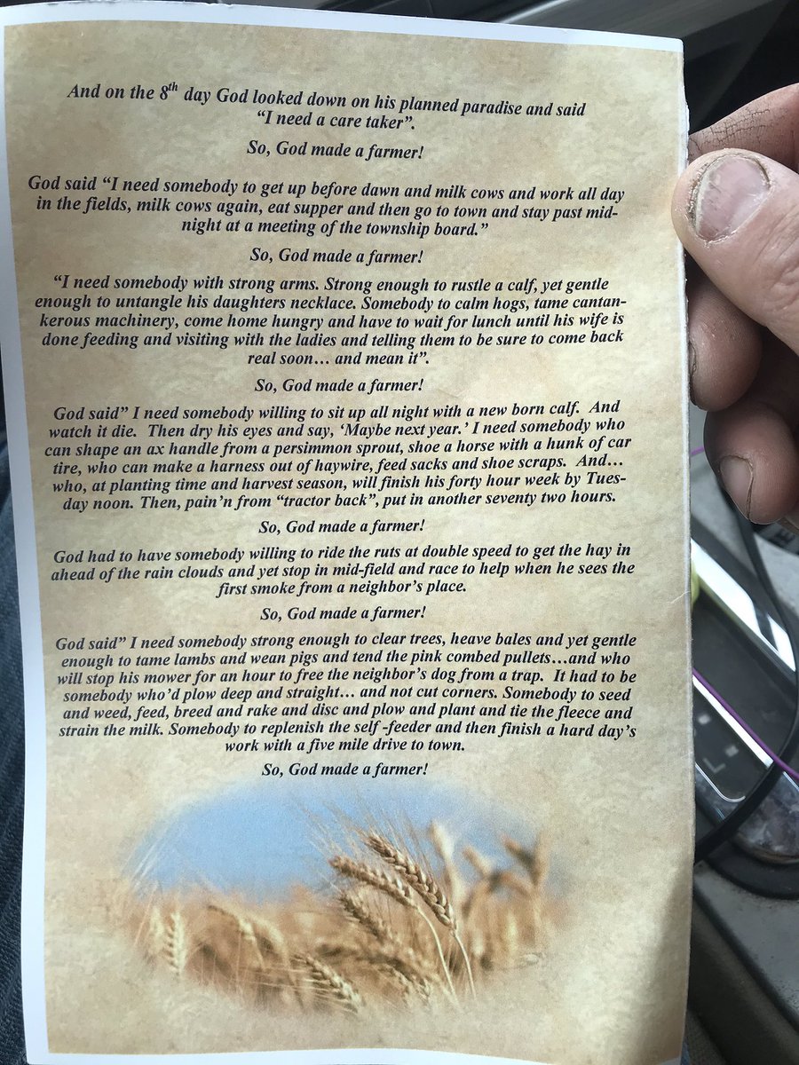 Today i helped my neighbor one last time.  I was one of the few guy he called when he needed help so when i got asked to be a casket bearer i done what i normally would do.... i said I’ll be right there.   He made his goal of farming 61 years.