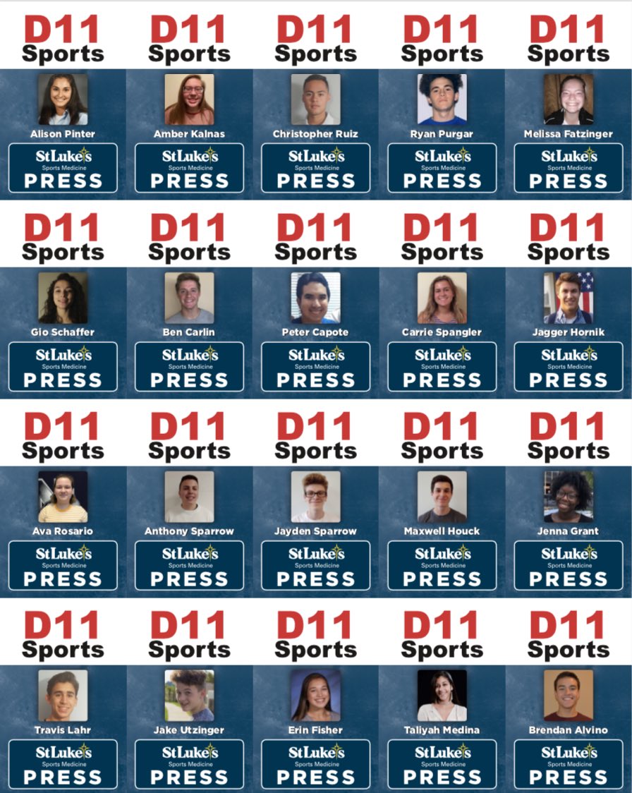 D11Sports's tweet photo. OUR GRADUATING CLASS OF 2020. In today’s @D11Sports Senior Student Reporter moment, we thank our 20 seniors from @ND_Crusaders @MrM_WAHS @CHSRoughRiders @PHSStateliners @PVBEARSHS @asdallen @MoravianAcademy @PAGreenKnights @NAHSBlueEagles @Becahi_Hawks @AthleticsNlsd @mystlukes https://t.co/012rG9ayrt
