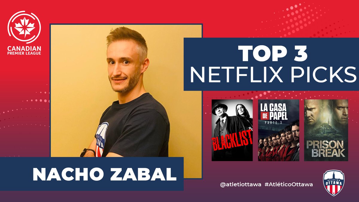 atletiOttawa's tweet photo. Need something new to binge watch this week? Keeper Nacho Zabal checks in with his #AtletiAtHome Top 3 Netflix picks 🍿
Who would you pick to play Nacho in his own Netflix series?
#AtléticoOttawa https://t.co/7zYOBXhIy5