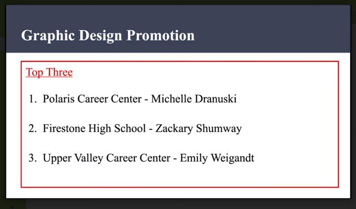 UVCareerCenter's tweet photo. CONGRATULATIONS to Emily Weigandt, Interactive Media senior on placing 3rd in the state Business Professionals of America competition for Graphic Design Promotion! This year's contest was held virtually. We’re proud of you!
#thisisuvcc #uvcc #ourvirtualreality https://t.co/vSUS8ozuxw