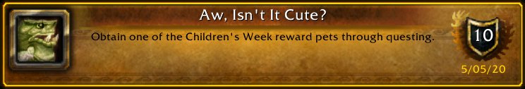 SnackDiggy's tweet image. I just earned the [Aw, Isn't It Cute?] Achievement! #Warcraft