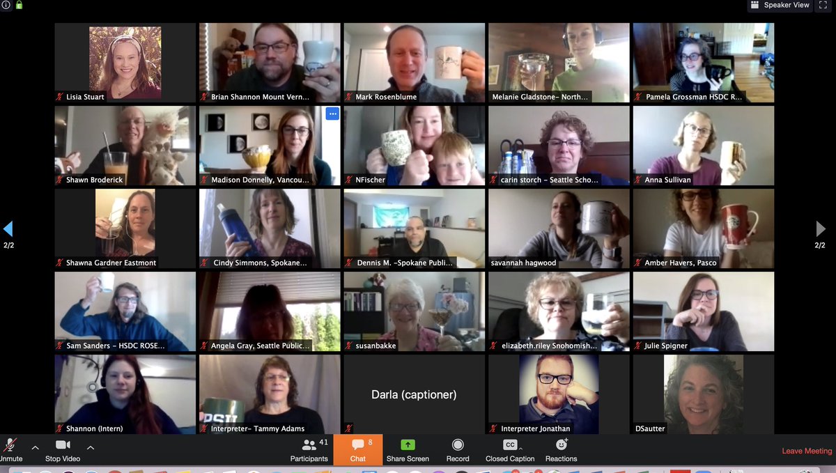 ccorrado's tweet photo. Some good news!  Teachers of the deaf and deaf professionals from all across WA state coming together weekly to share resources and support each other through this difficult time!  You guys are the best! Happy Teacher Appreciation Day. @johnkrasinski https://t.co/hDwfVrSpdX