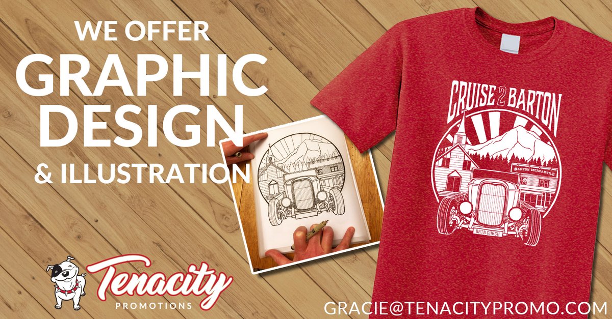 TenacityPromo's tweet image. Whether you want to create something from scratch, need help refining your ideas, or need your #graphics prepared for a variety of #print processes, we offer #graphicdesign and #illustration services. And we’ll give you an hour for free!