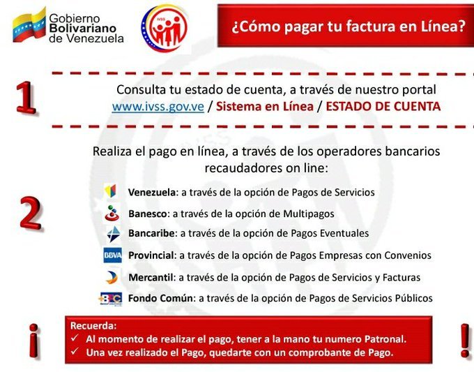 ivssoficial's tweet photo. #DeInterés | Amigo empleador #IVSS te recuerda los pasos para consultar el estado de cuenta y cancelar la facturación a través de los canales electrónicos. Manten tus pagos al día, evita sanciones.#PorUnSeguroMasSocial #EscudoBolivarianoAntimperialista @magallyvina @NicolasMaduro https://t.co/Ux78JiK13X